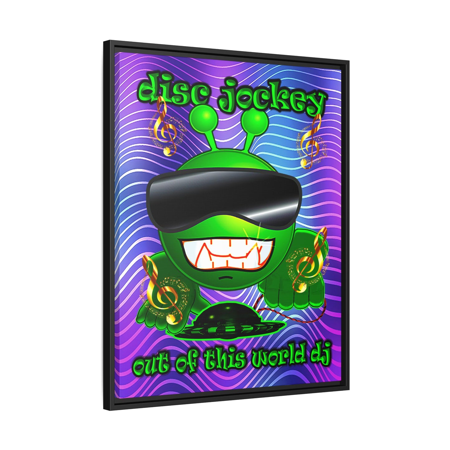 disc jockey - framed canvas art (purple wave)