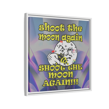 shoot the moon again - framed canvas art (grey-pink wave)