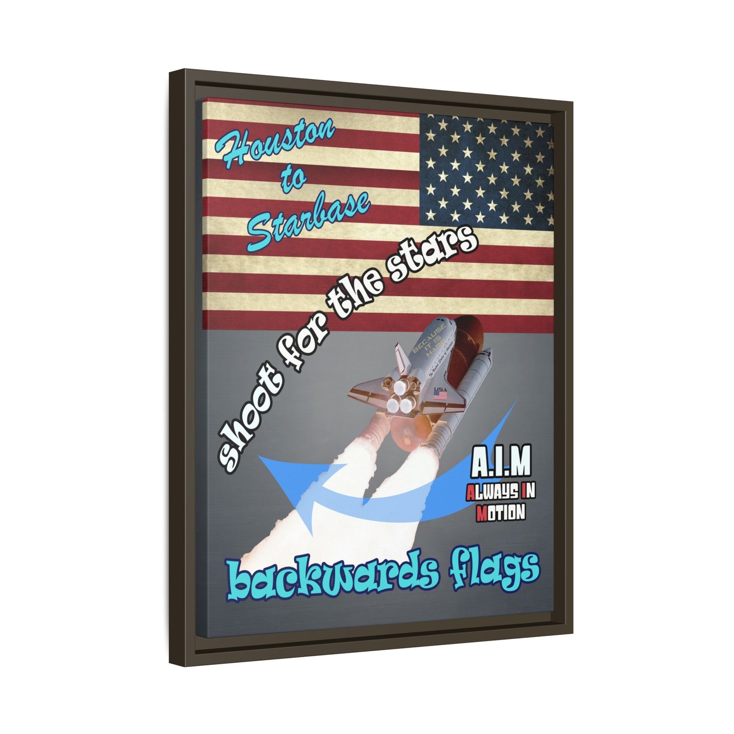 shoot for the stars - framed canvas art (grey-light grey)