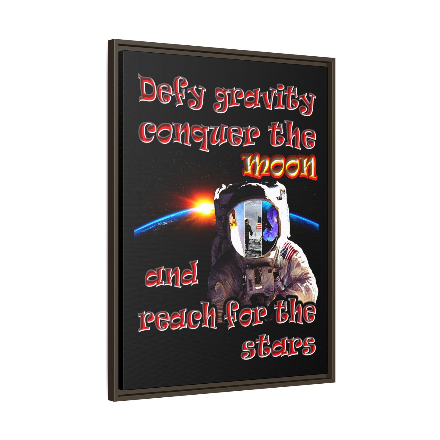 defy conquer reach - framed canvas art (black)