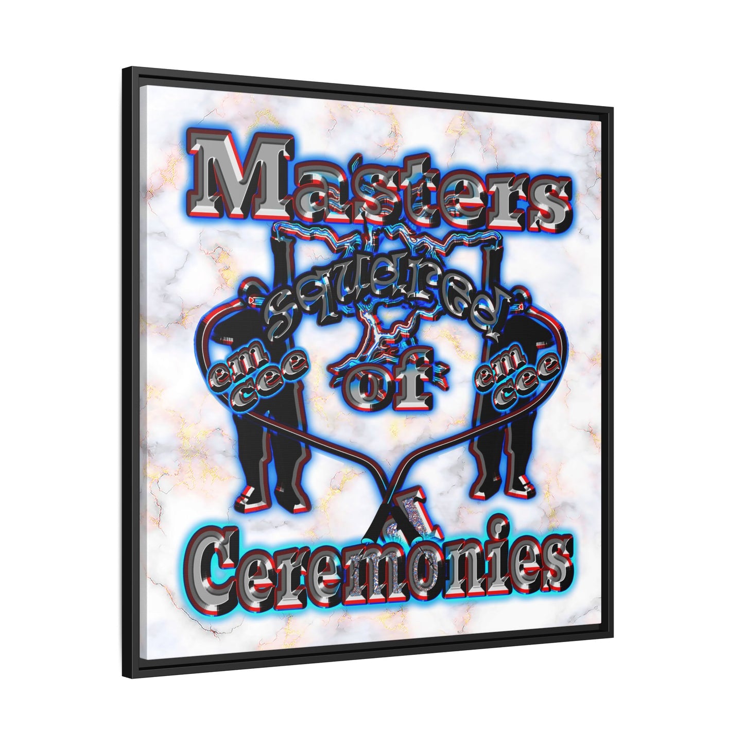em cee squared - framed canvas art (white marble)