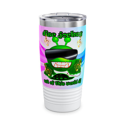 disc jockey - Ringneck Tumbler, 20oz (light blue-pink wave)