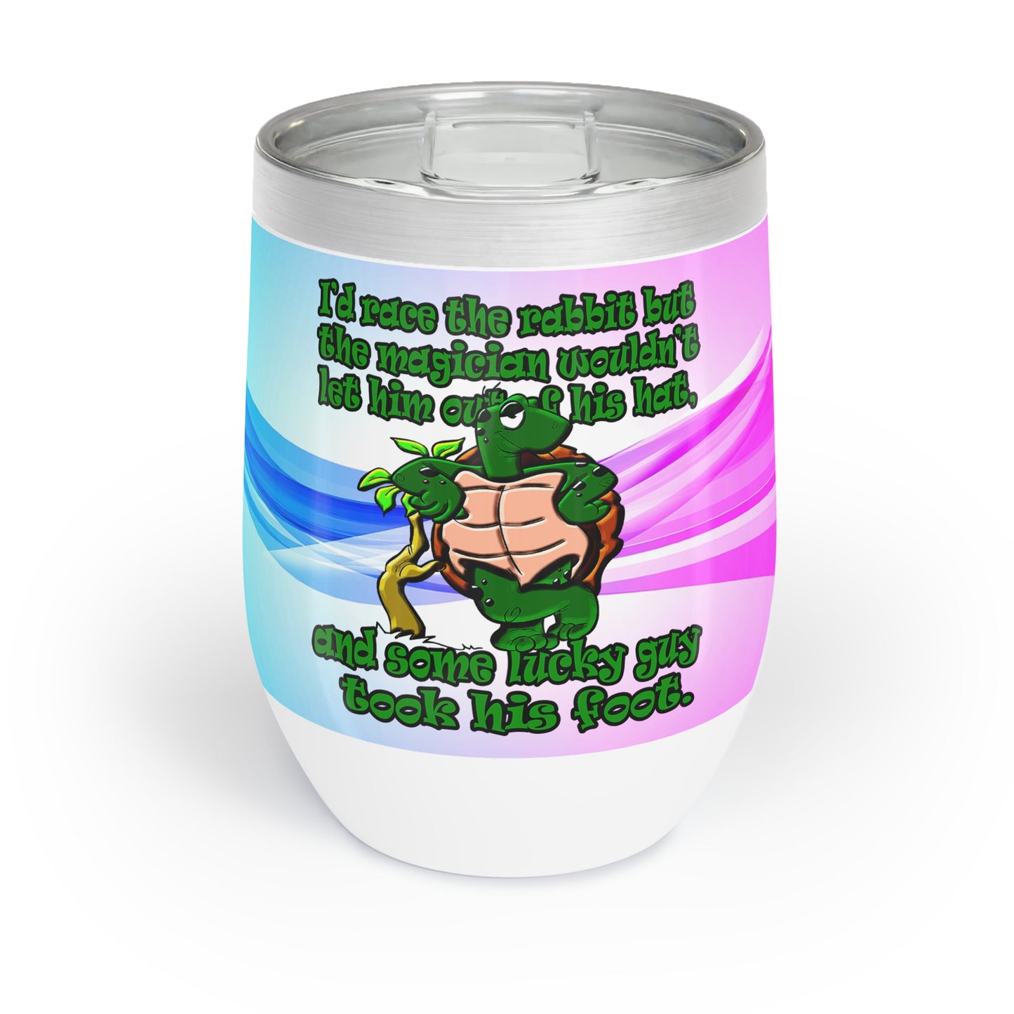 turtle race - Chill Wine Tumbler (light blue-pink wave)