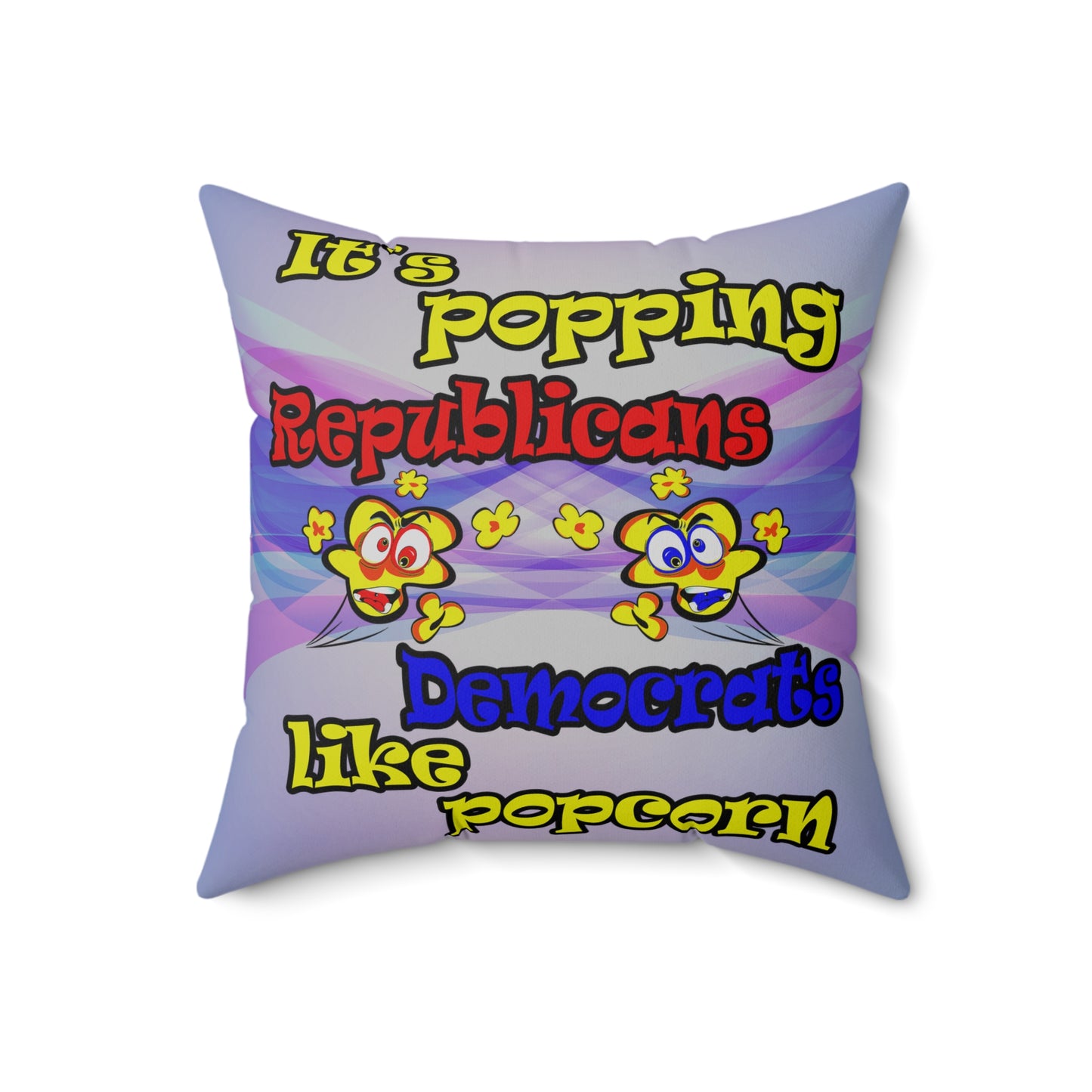 popping like popcorn - Spun Polyester Square Pillow - (light blue-pink wave)