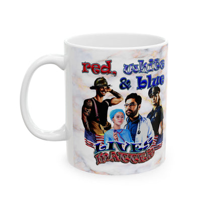 rw&b lives matter - White Mug (white marble)