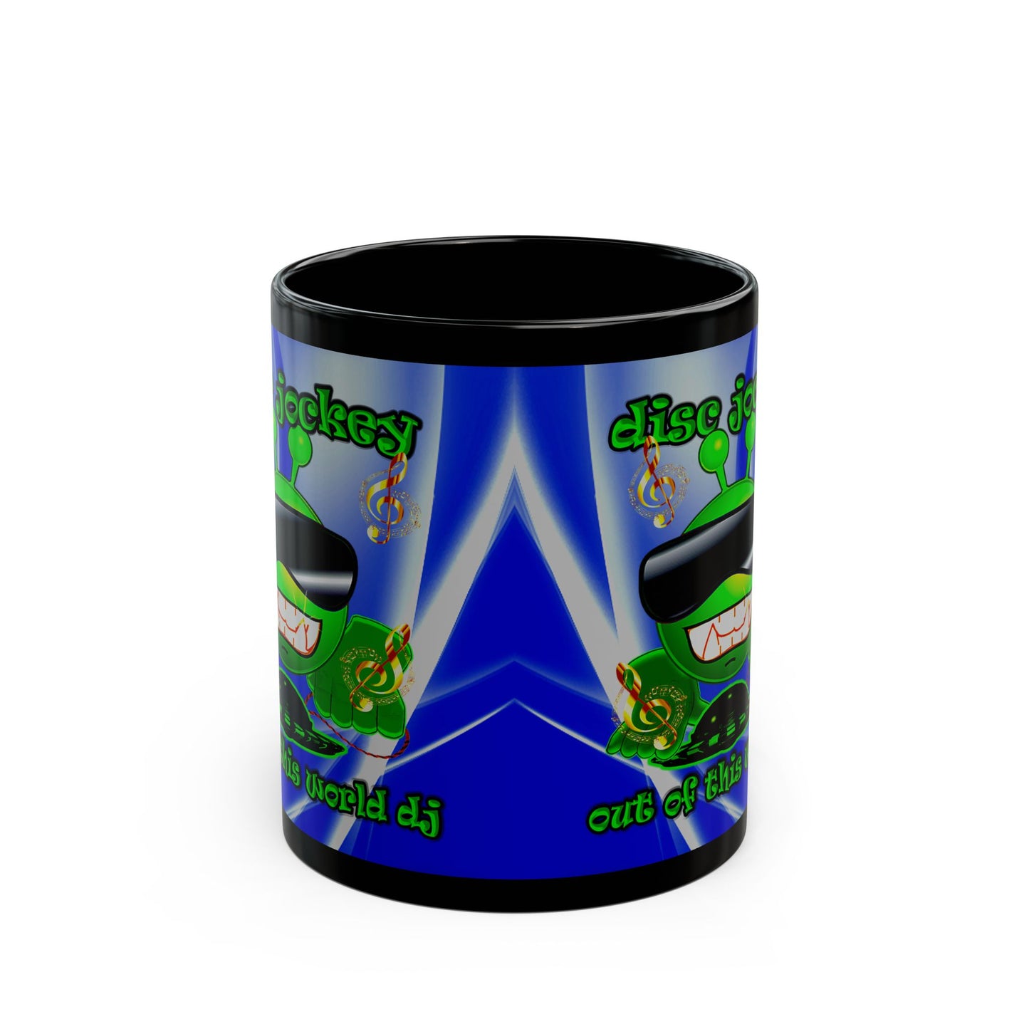 disc jockey - Black Mug (blue-white wave)