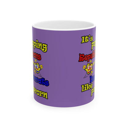 popping like popcorn - White Mug (light purple)