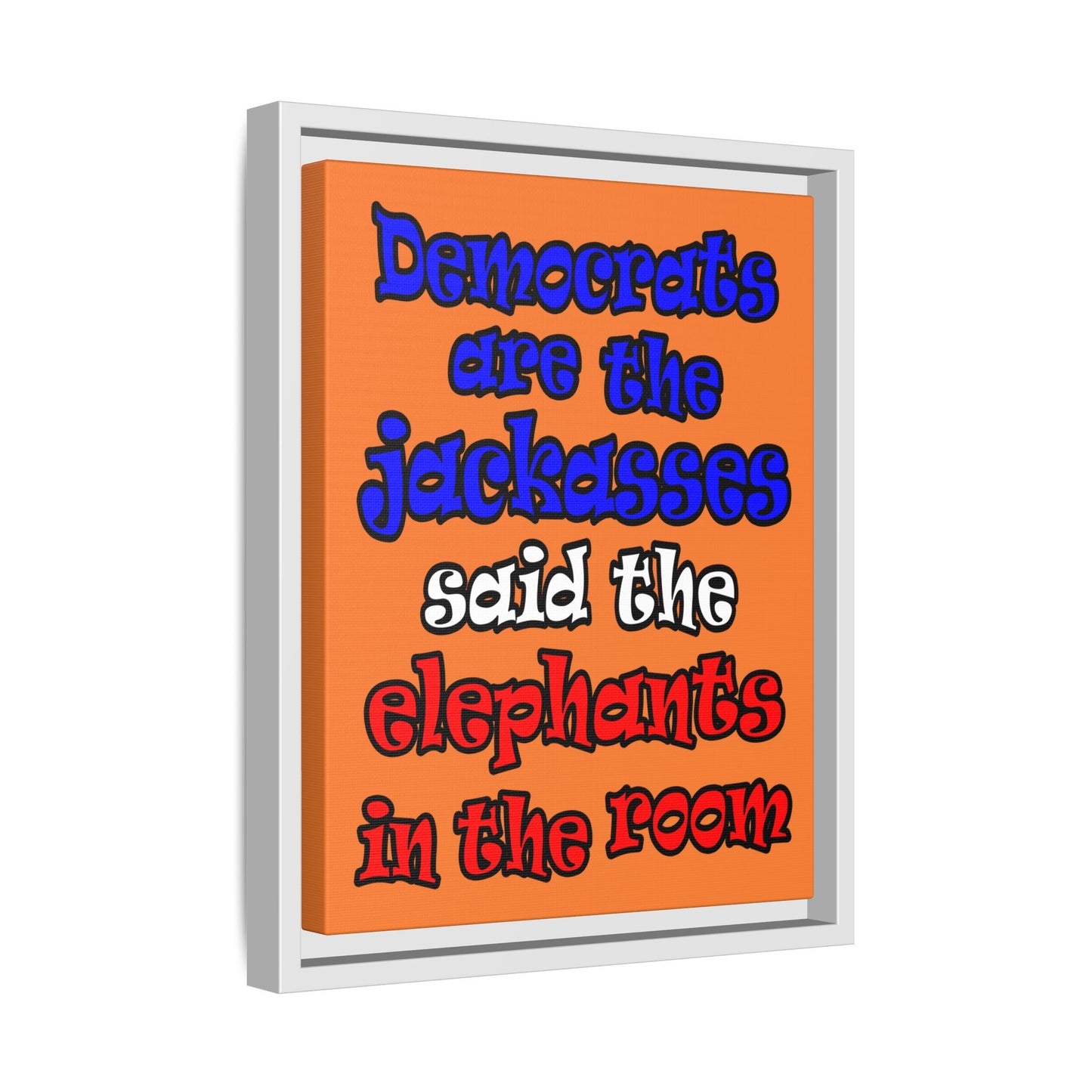donkeys and elephants - framed canvas art (crusta)