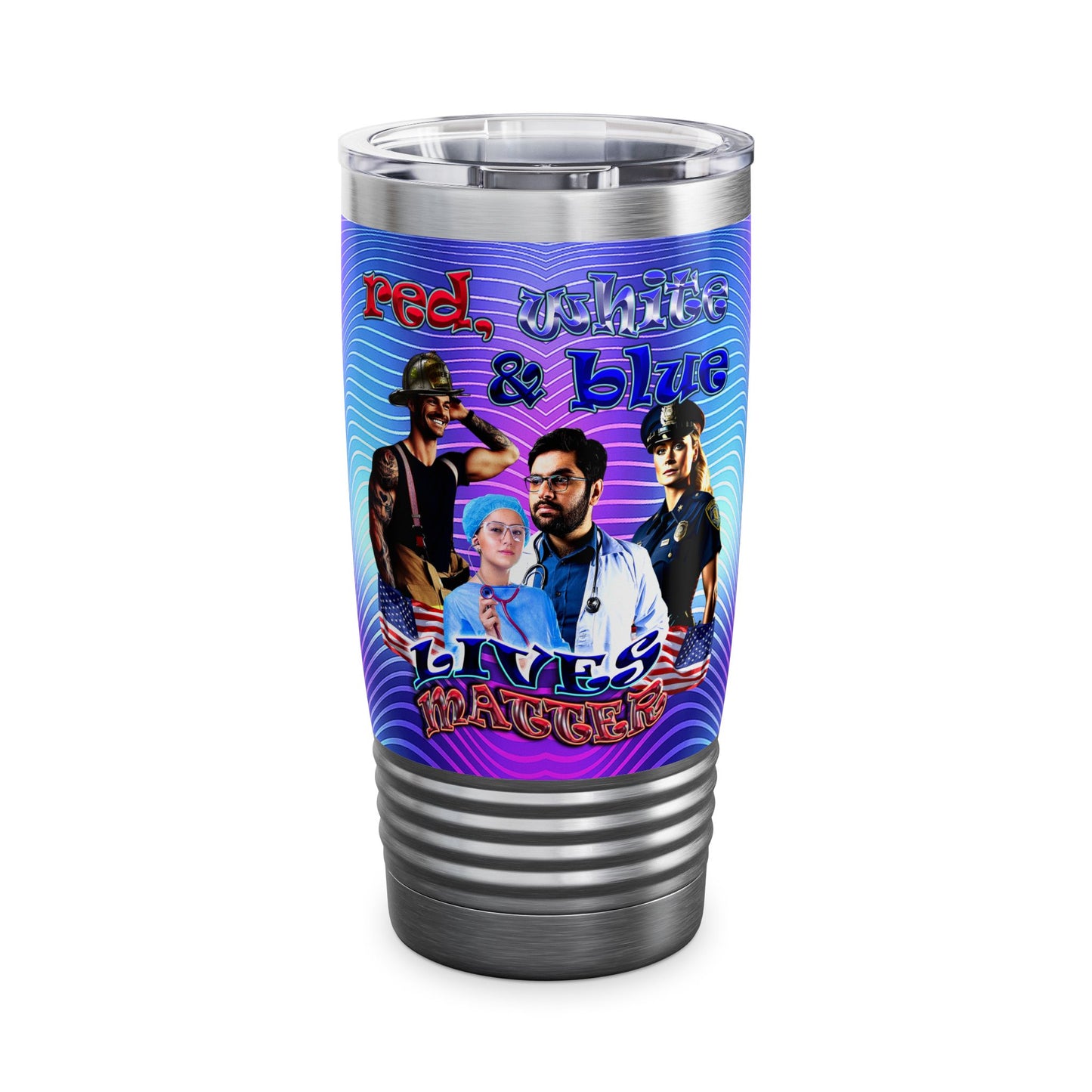 rw&b lives matter - Ringneck Tumbler, 20oz (purple wave)