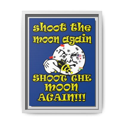 shoot the moon again - framed canvas art (dark blue)
