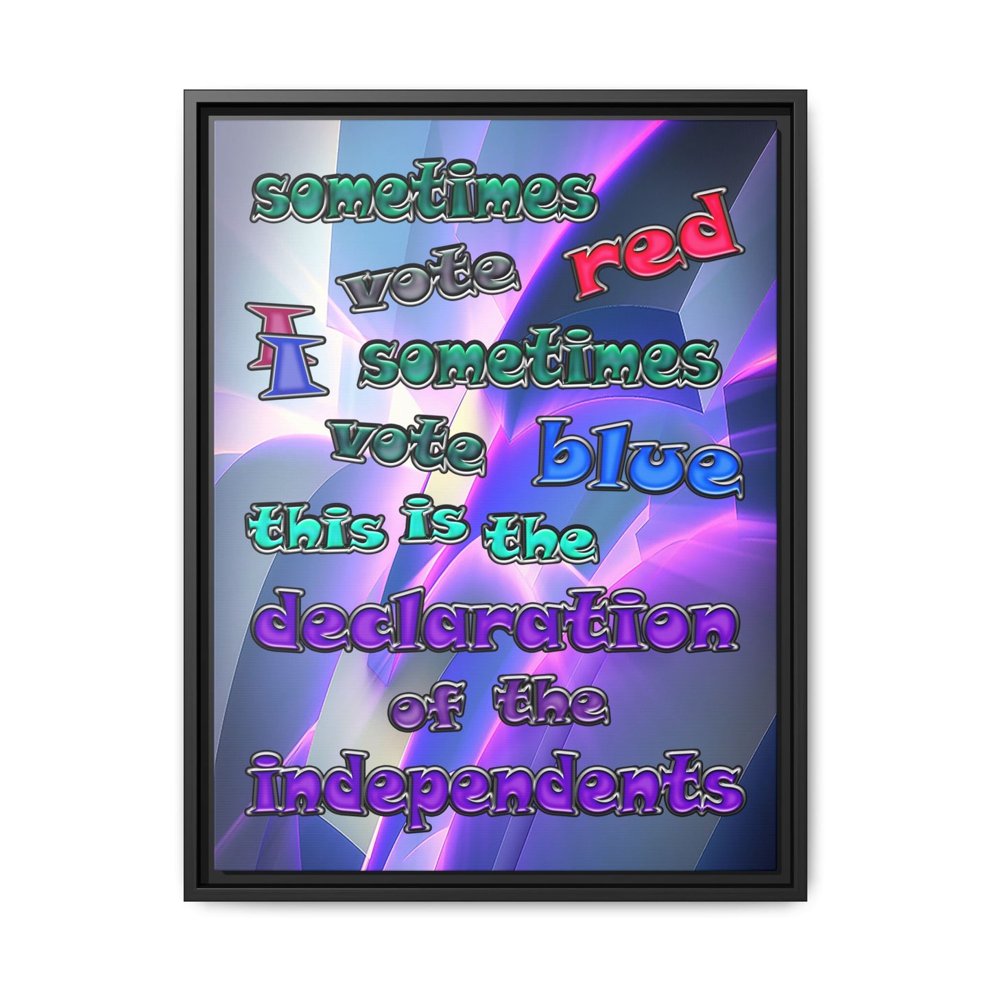 declaration of the independents - framed canvas art (grey-pink wave)