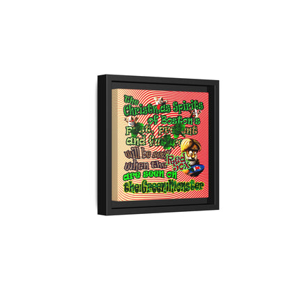 christmas spirits of boston - framed canvas art (yellow-orange wave)