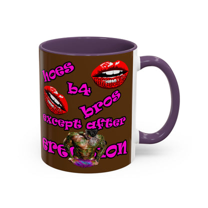 hoes b4 bros - Accent Mug (brown)