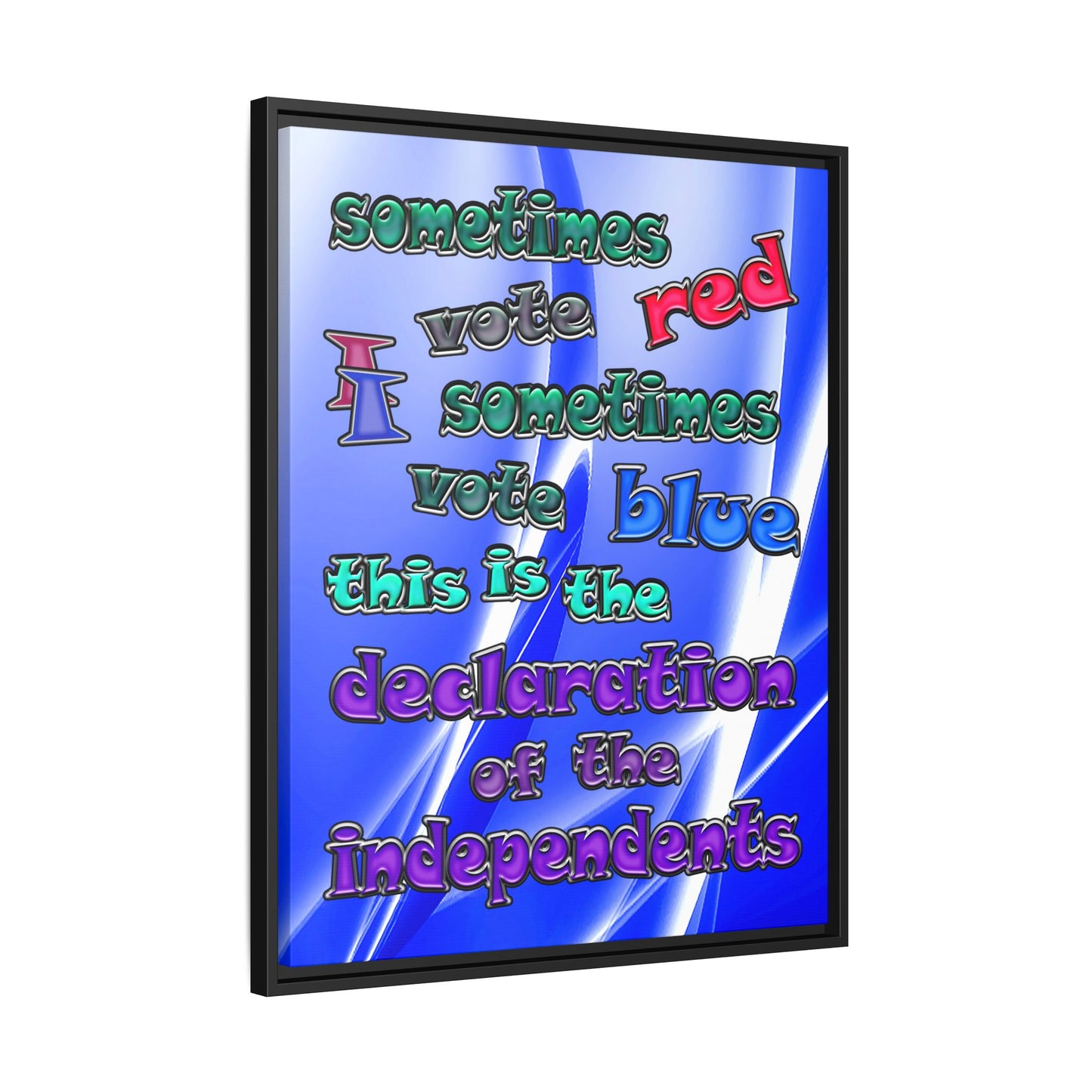 declaration of the independents - framed canvas art (blue-white wave)
