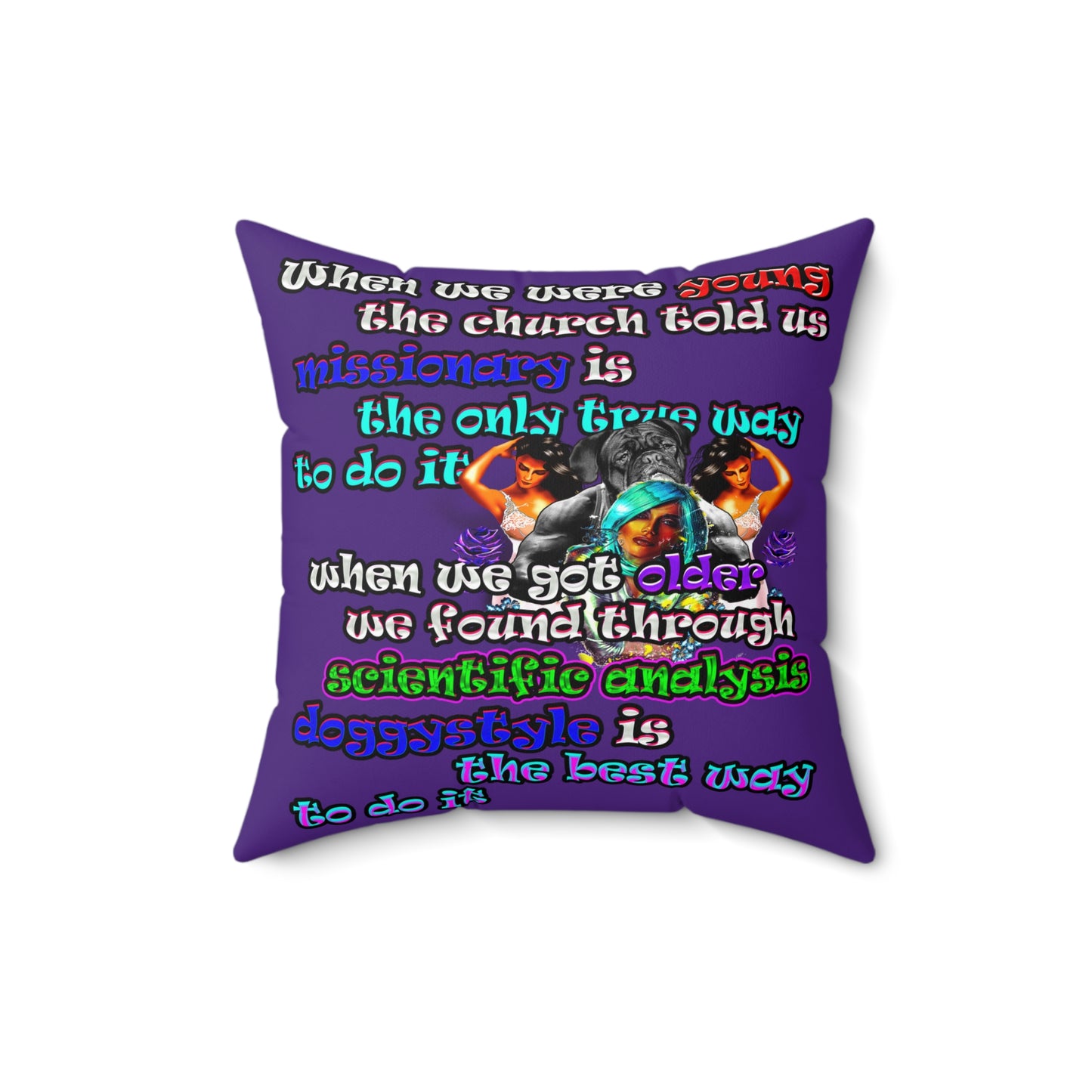 doggystyle - Spun Polyester Square Pillow - (purple)