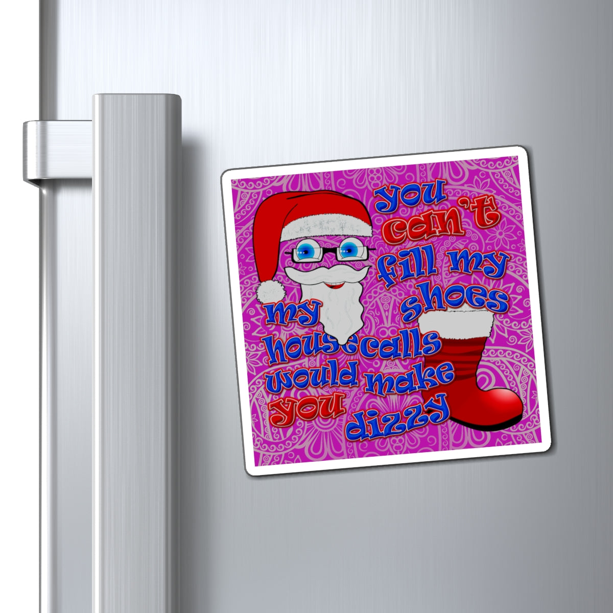 santa's shoes - Magnets - (pink swirl)