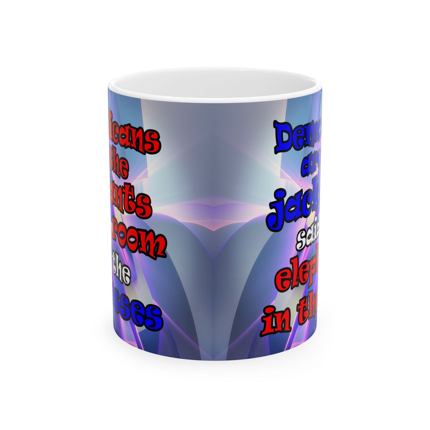 donkeys and elephants - White Mug (grey-pink wave)