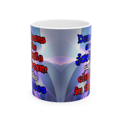 donkeys and elephants - White Mug (grey-pink wave)