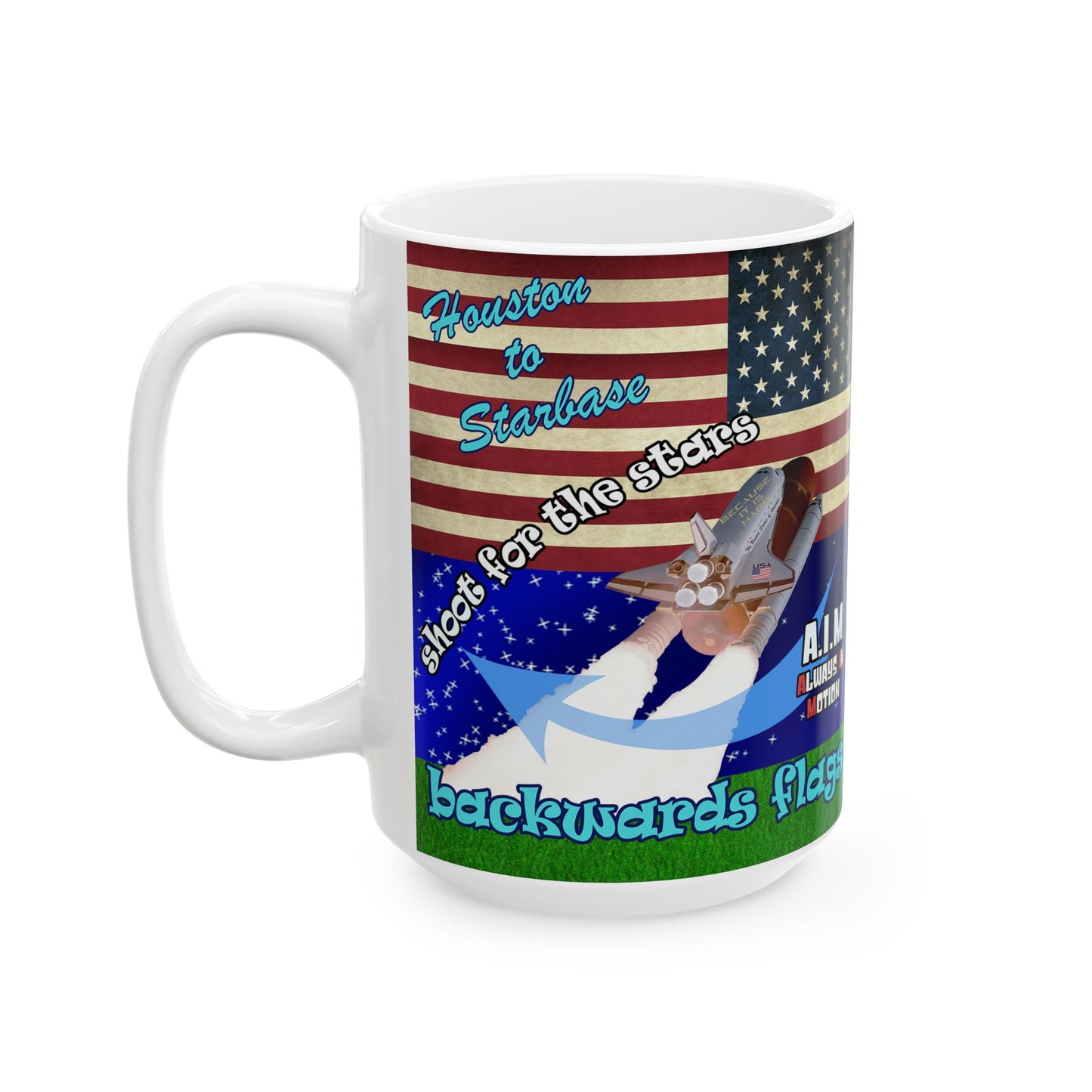 shoot for the stars - White Mug ('snoops' background)