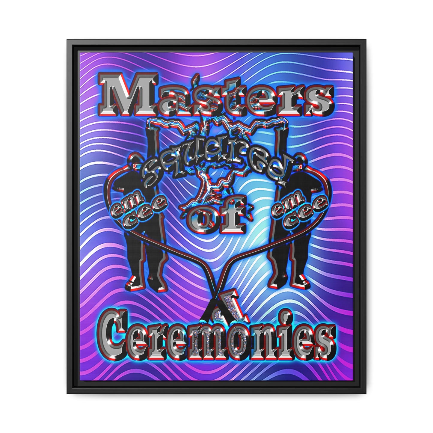 em cee squared - framed canvas art (purple wave)