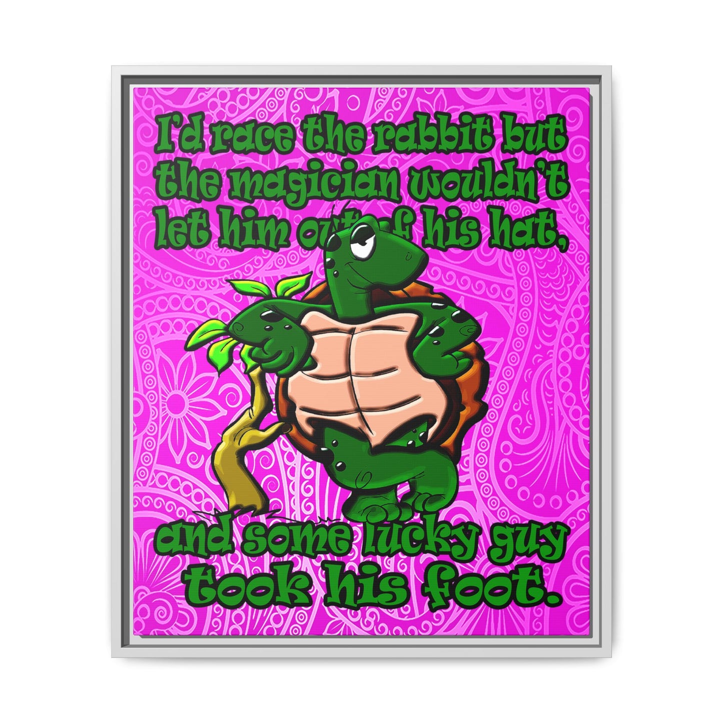 turtle race - framed canvas art (pink swirl)