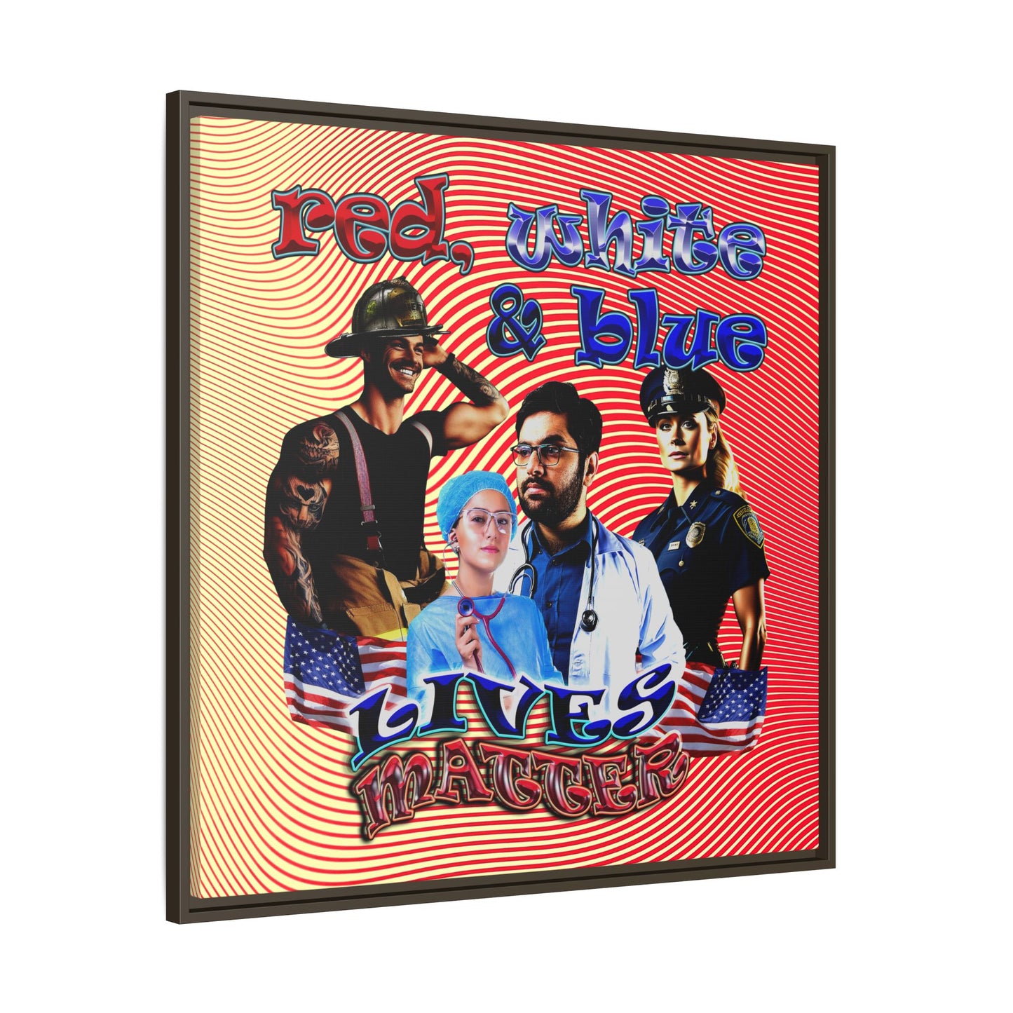 rw&b lives matter - framed canvas art (yellow-orange wave)