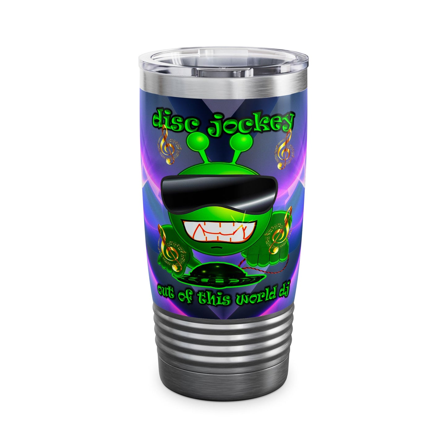 disc jockey - Ringneck Tumbler, 20oz (grey-pink wave)
