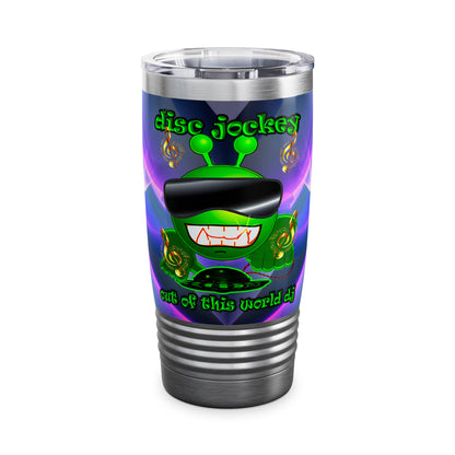 disc jockey - Ringneck Tumbler, 20oz (grey-pink wave)