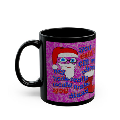santa's shoes - Black Mug (pink swirl)