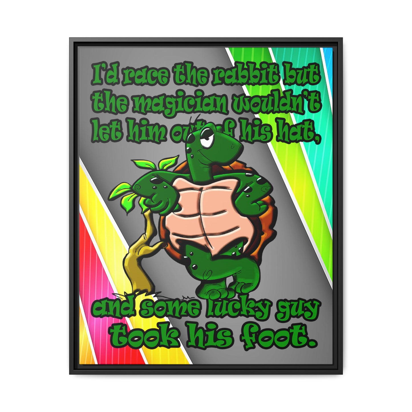 turtle race - framed canvas art (rainbow split)
