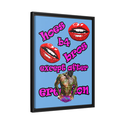 hoes b4 bros - framed canvas art (light blue)