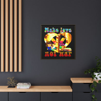 love peace - framed canvas art (black)
