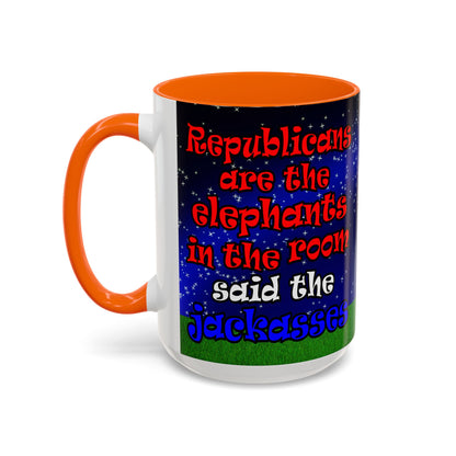 donkeys and elephants - Accent Mug ('snoops' background)