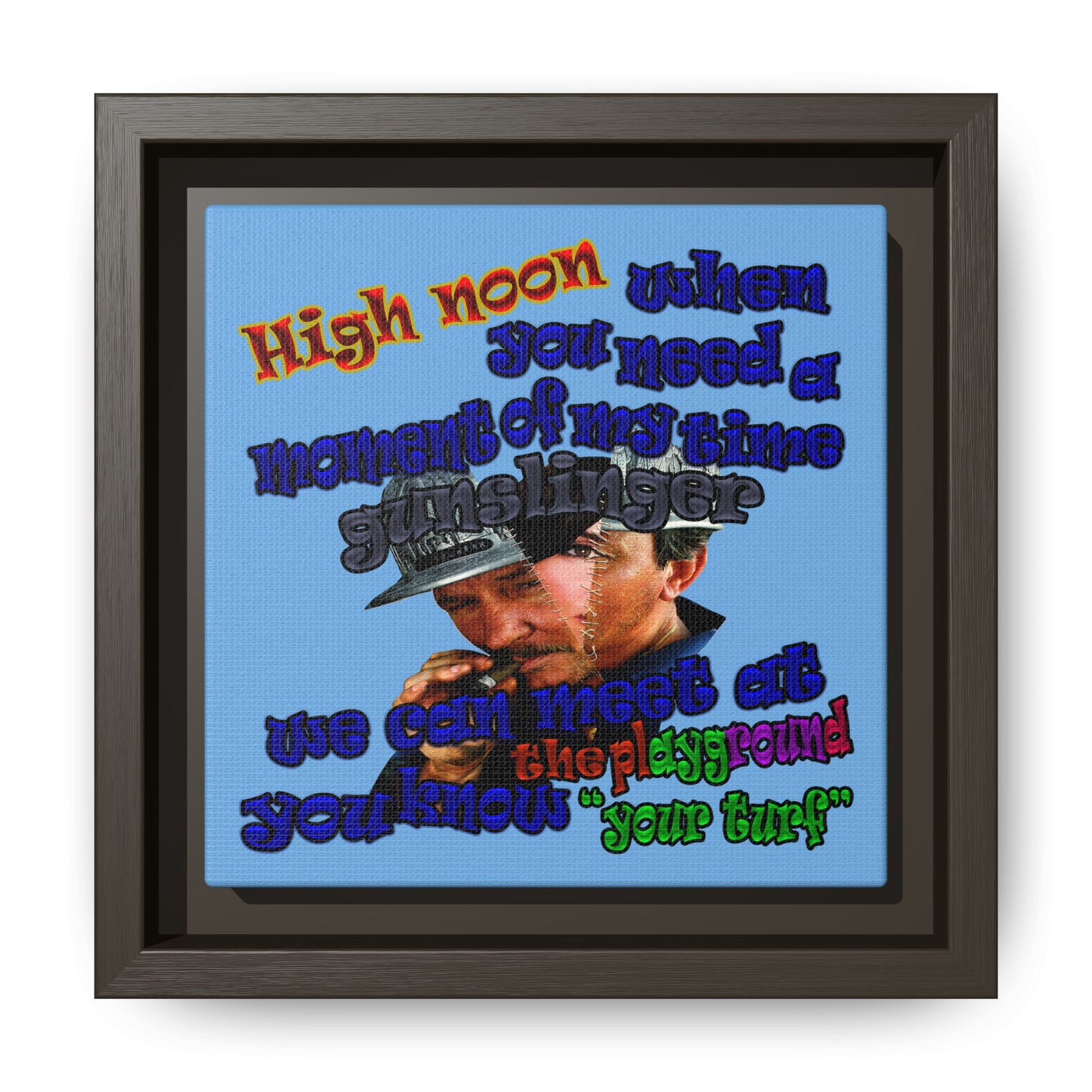 high noon - framed canvas art (light blue)