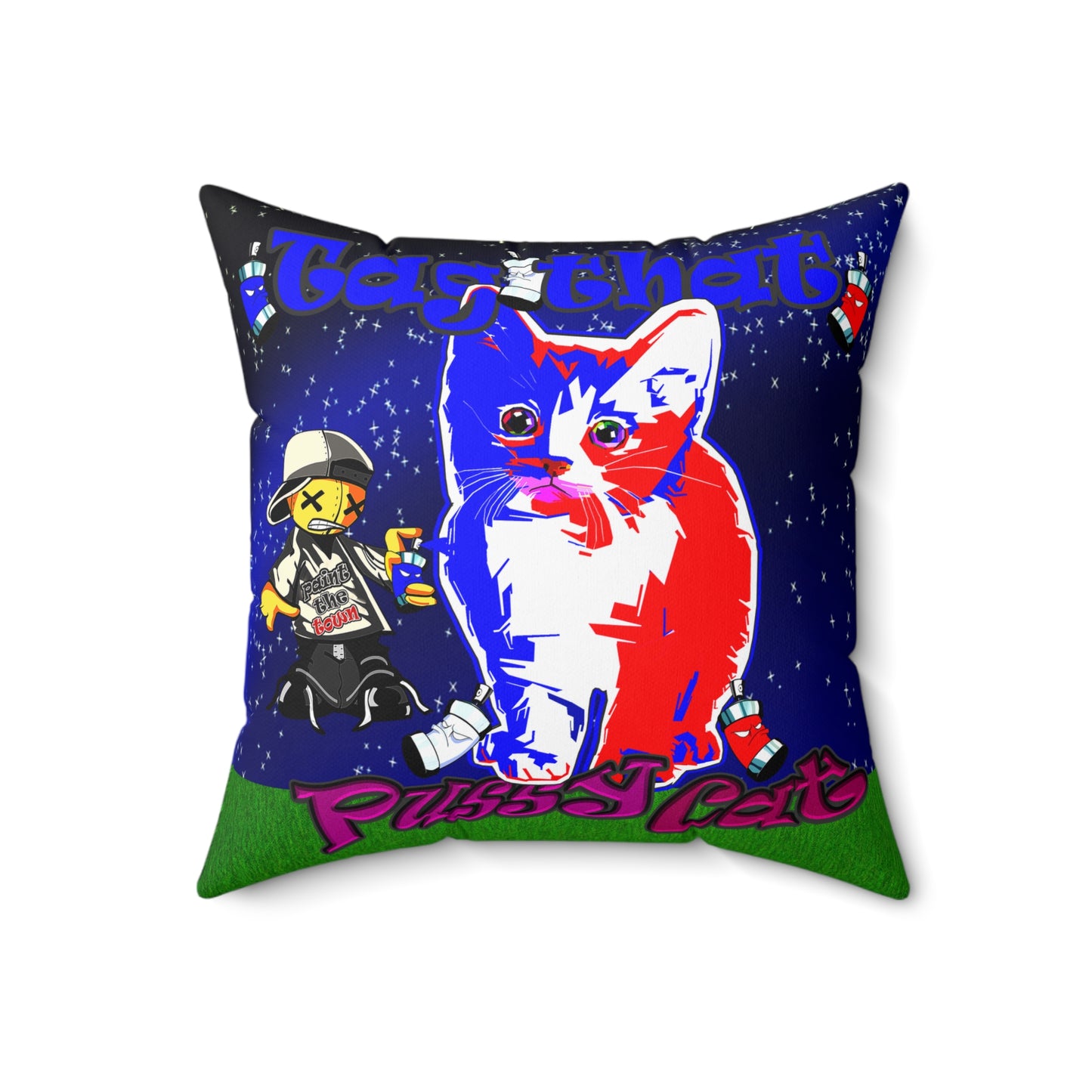tag that - Spun Polyester Square Pillow - ('snoops' background)