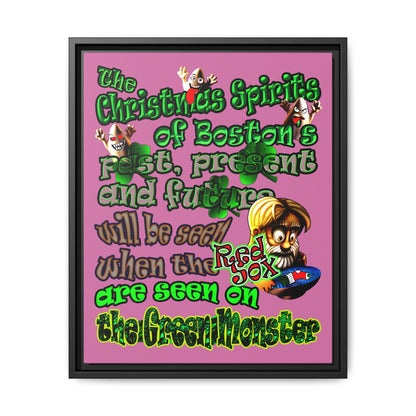 christmas spirits of boston - framed canvas art (light pink)
