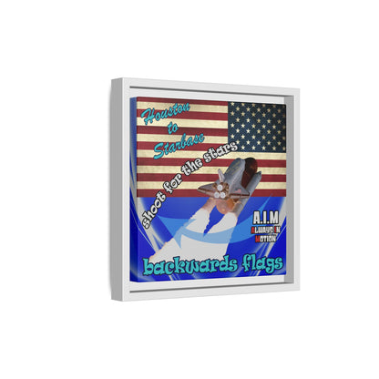 shoot for the stars - framed canvas art (blue-white wave)