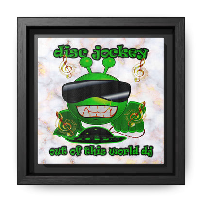 disc jockey - framed canvas art (white marble)