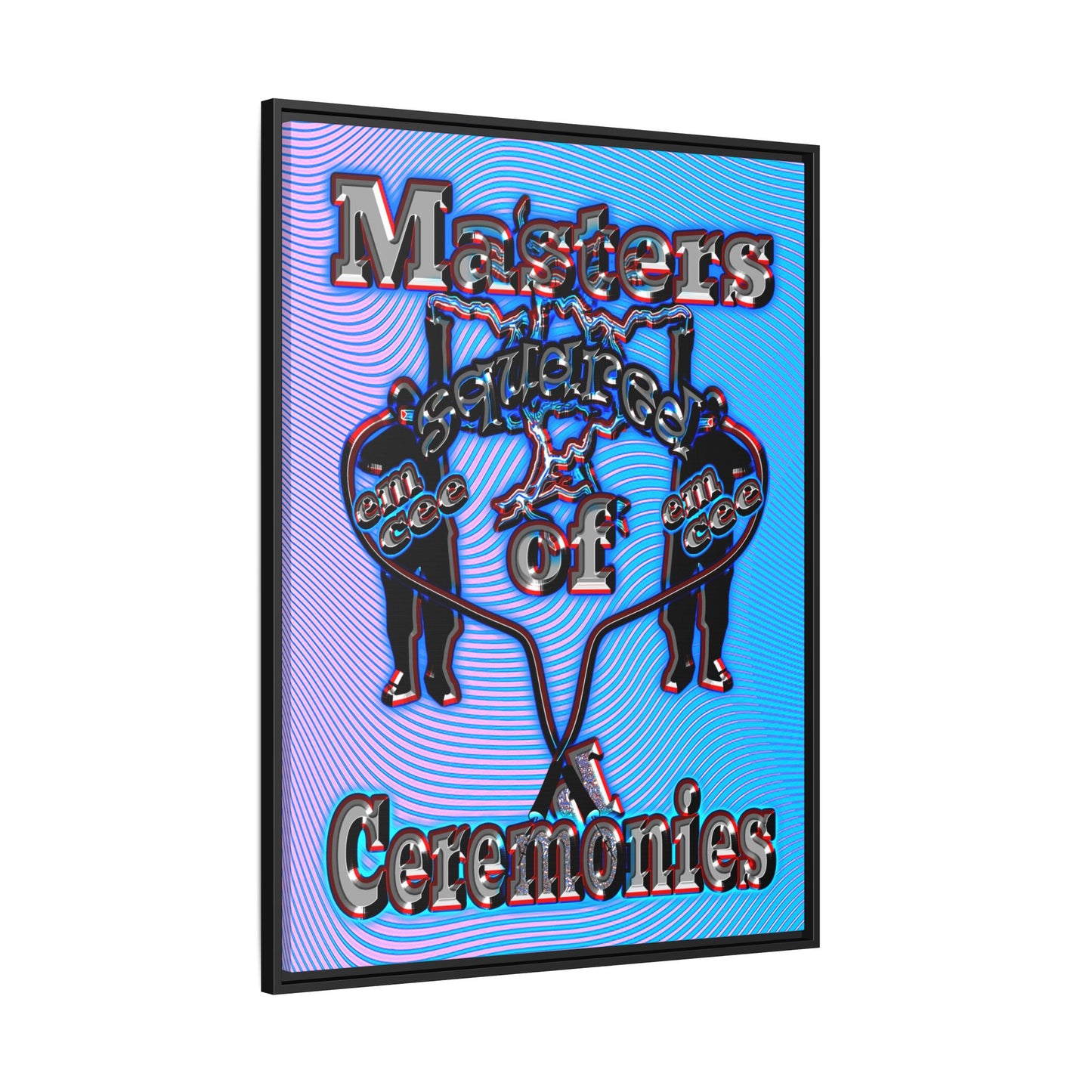 em cee squared - framed canvas art (light blue-purple wave)