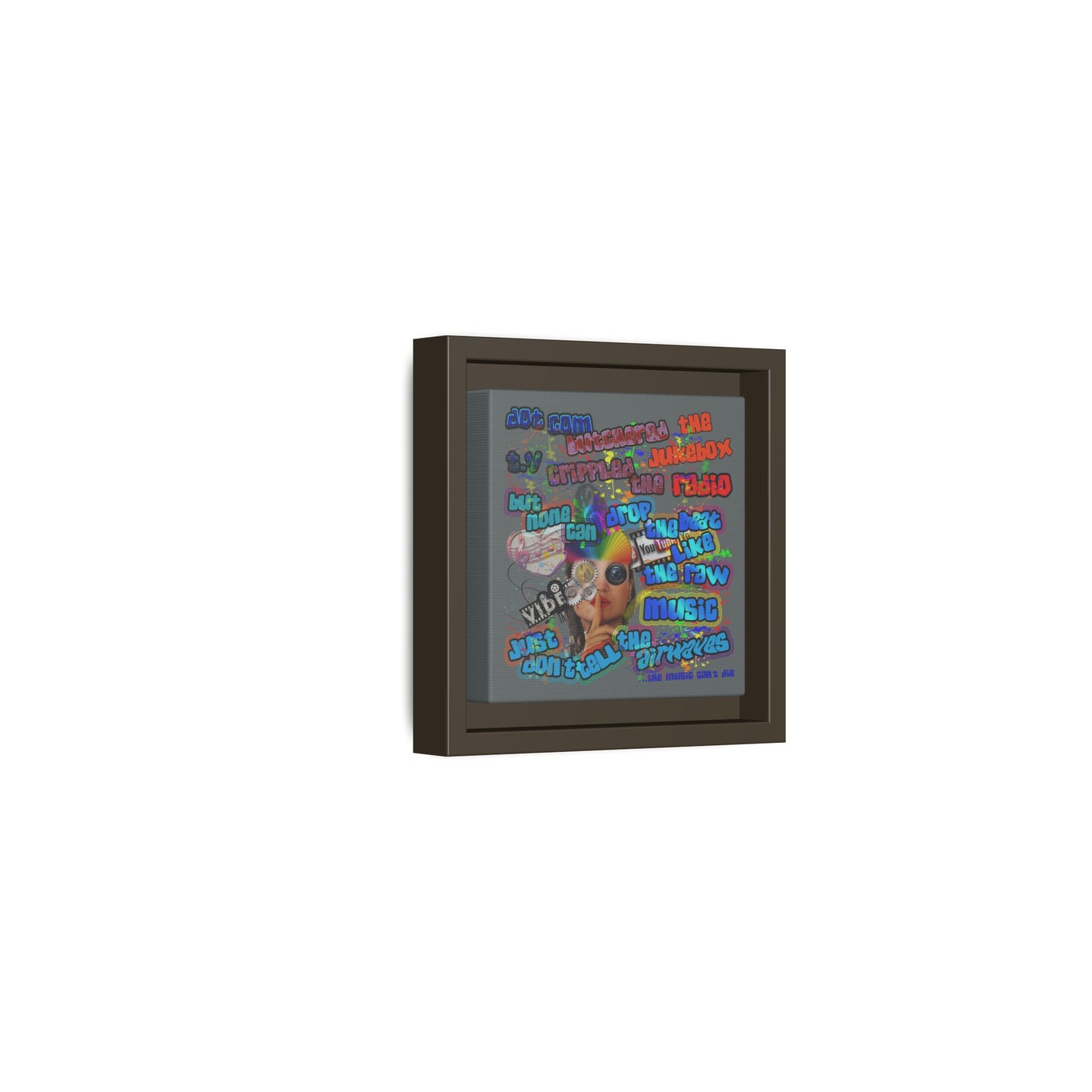 drop the beat - framed canvas art (dark grey)