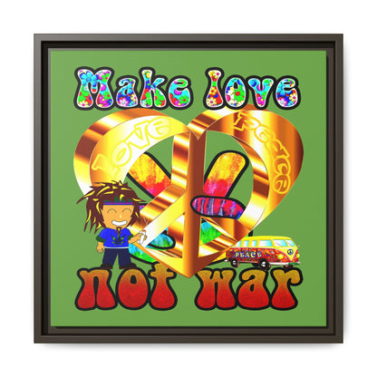 love peace - framed canvas art (green)