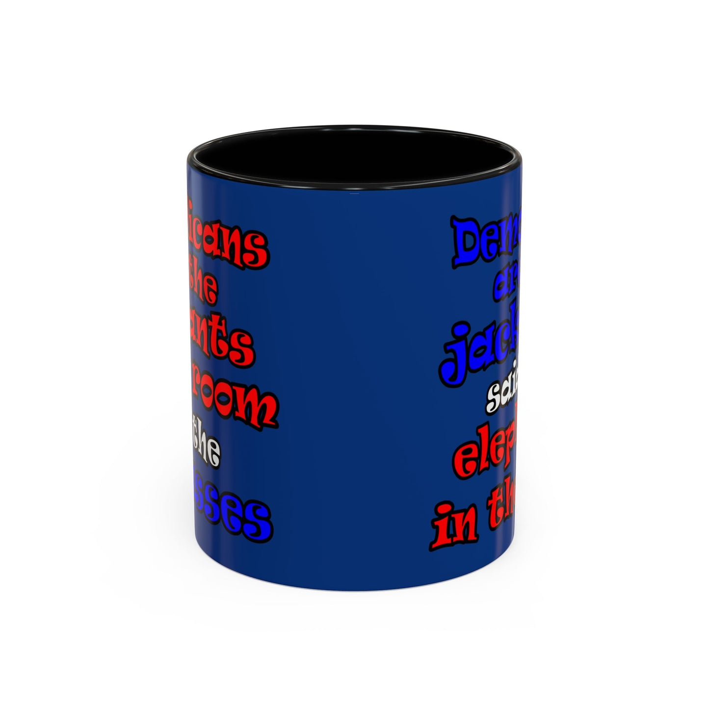 donkeys and elephants - Accent Mug (dark blue)