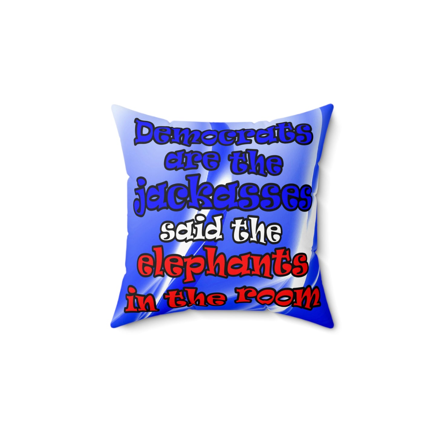 donkeys and elephants - Spun Polyester Square Pillow - (blue-white wave)