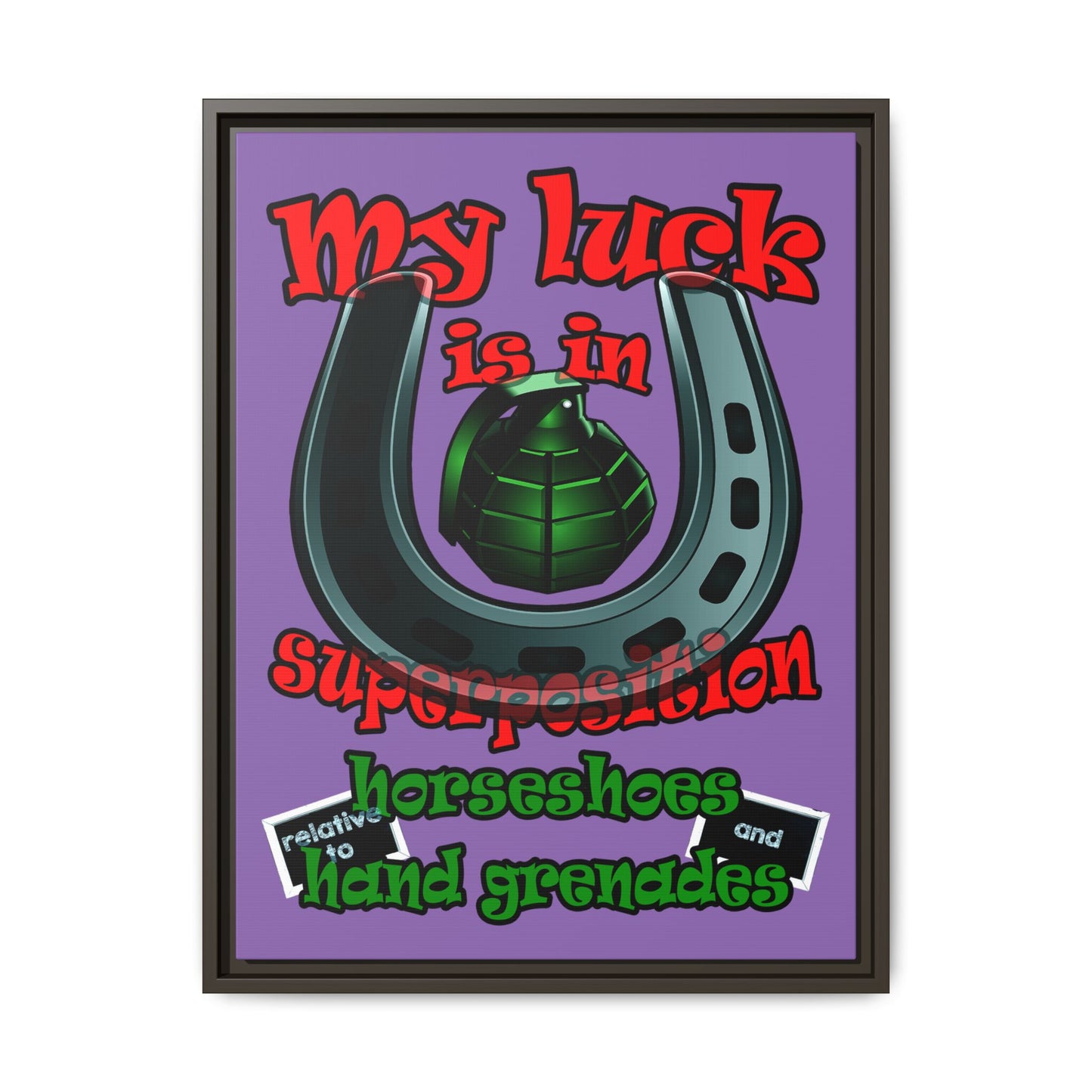 my luck - framed canvas art (light purple)