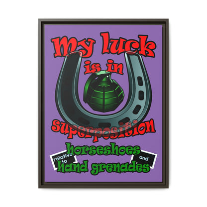 my luck - framed canvas art (light purple)