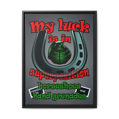 my luck - framed canvas art (grey-light grey)