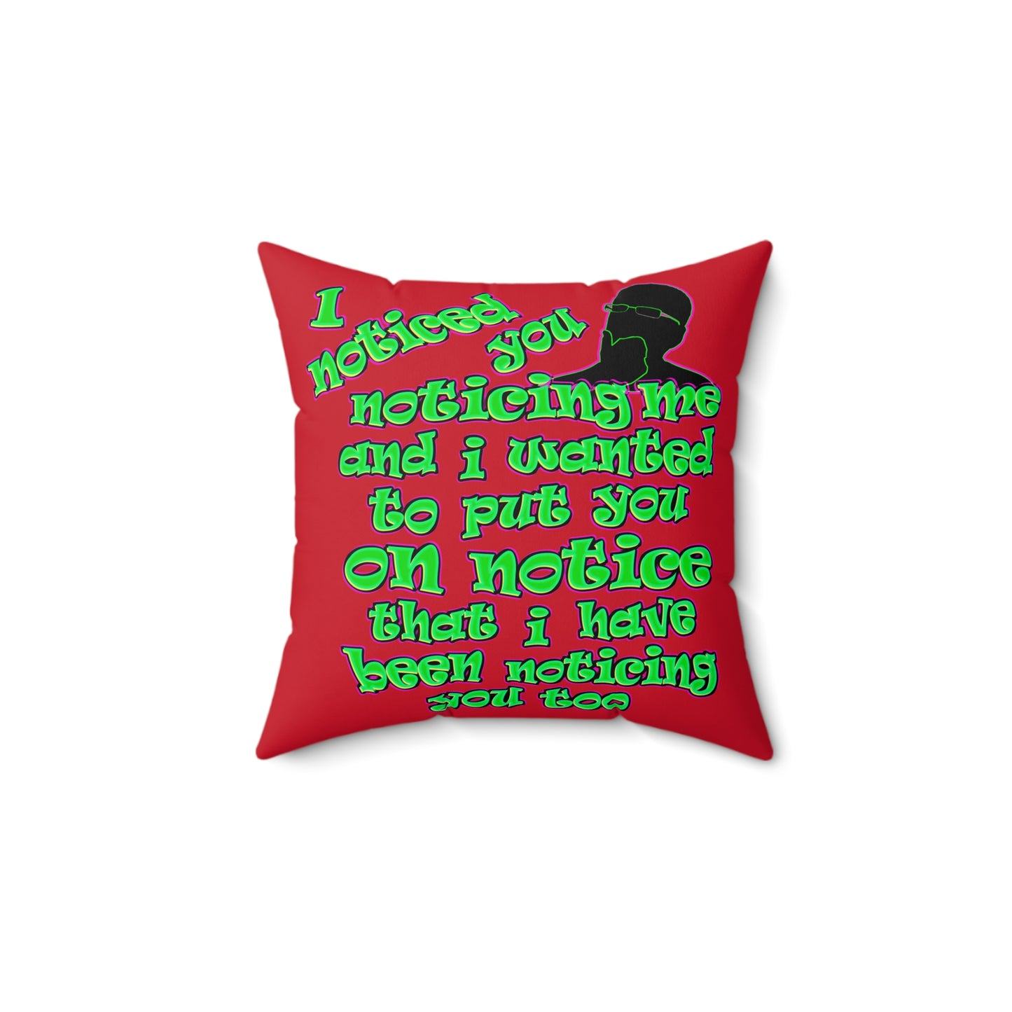 noticed you noticing - Faux Suede Square Pillow - (dark red)