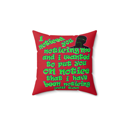 noticed you noticing - Faux Suede Square Pillow - (dark red)
