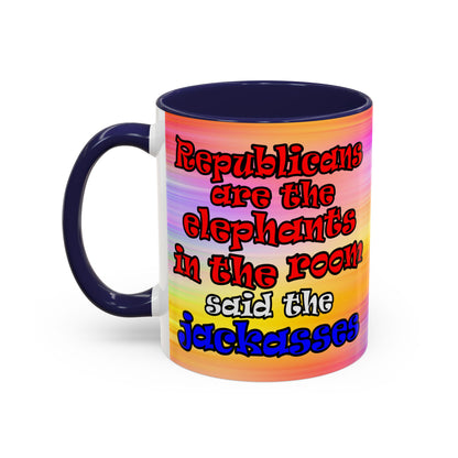 donkeys and elephants - Accent Mug (color blur)