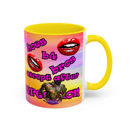 hoes b4 bros - Accent Mug (color blur)